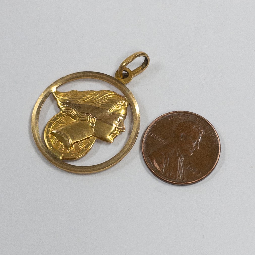 18K Gold Goddess Fortuna Pendant