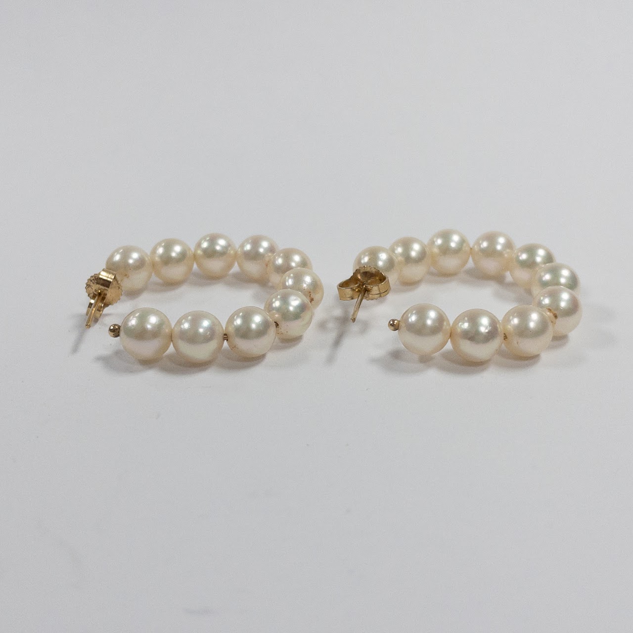 14K Gold & Pearl Hoop Earrings