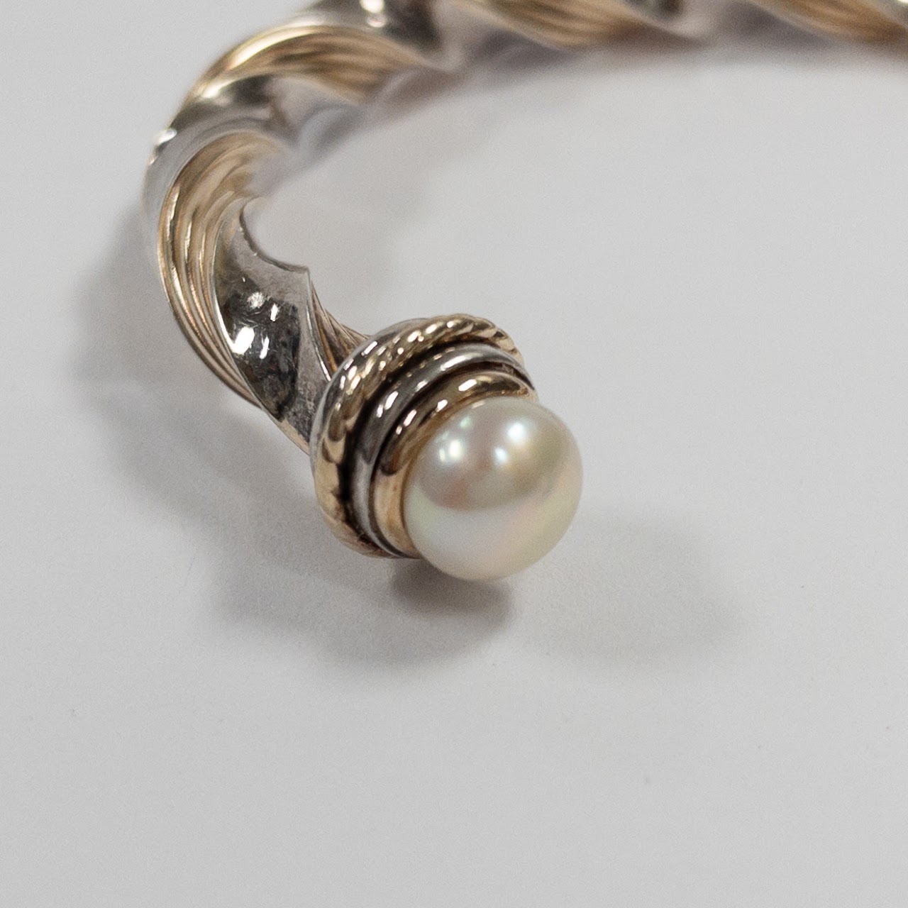 14K Gold, Sterling Silver & Pearl Cuff Bracelet