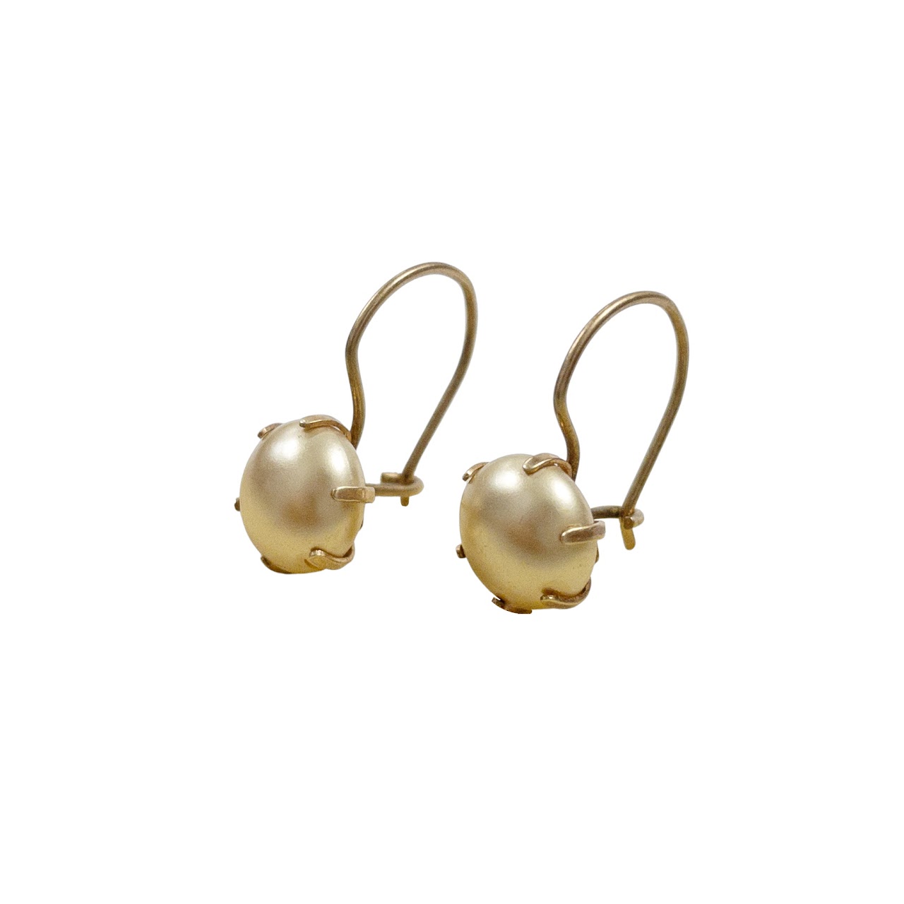 14K Gold Faux Pearl Drop Earrings