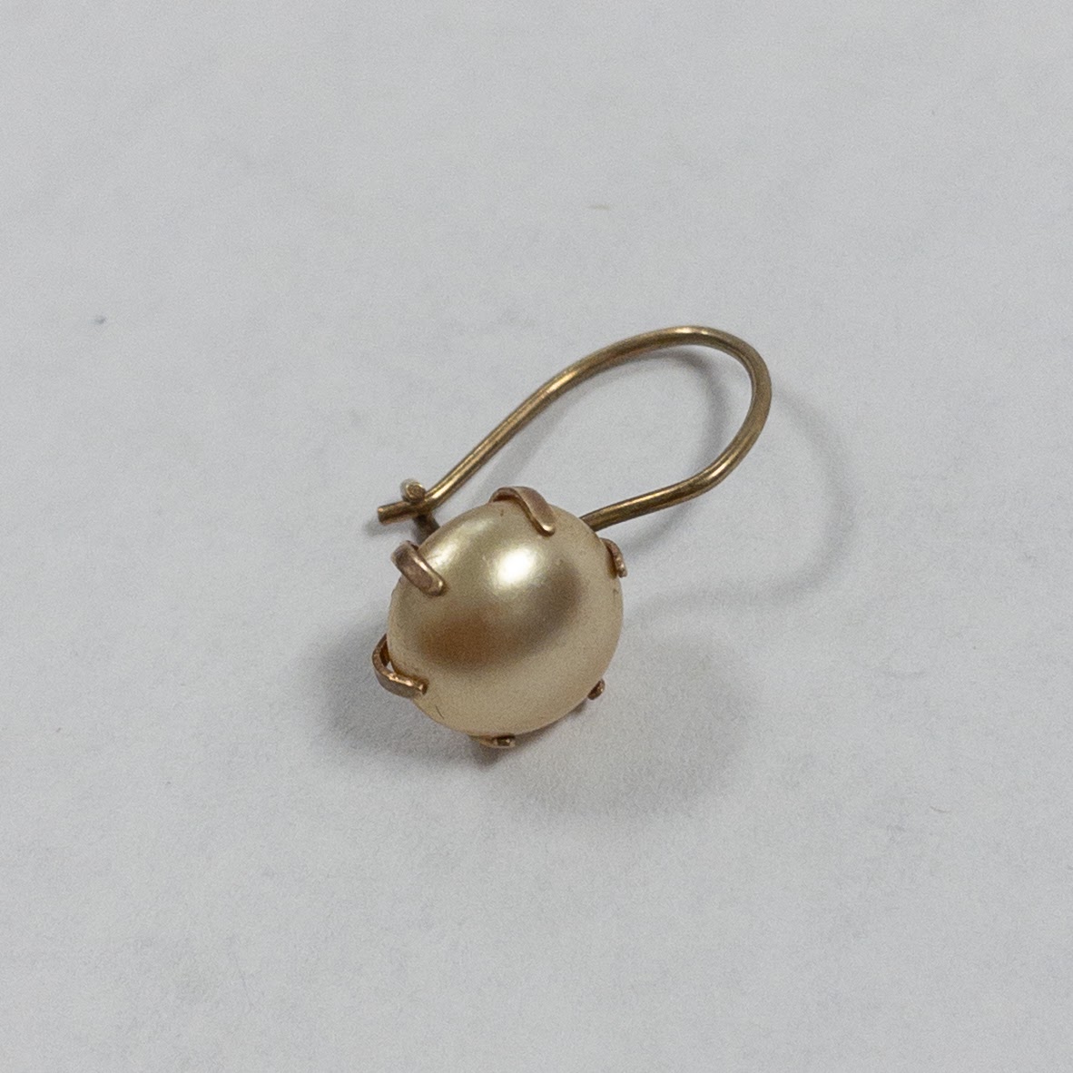 14K Gold Faux Pearl Drop Earrings