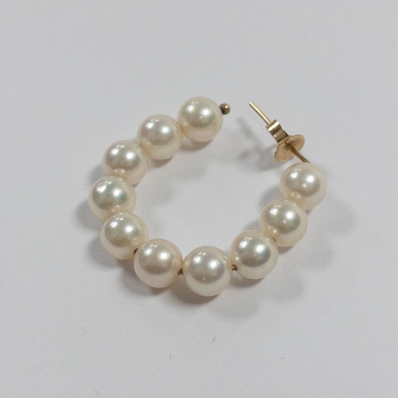 14K Gold & Pearl Hoop Earrings