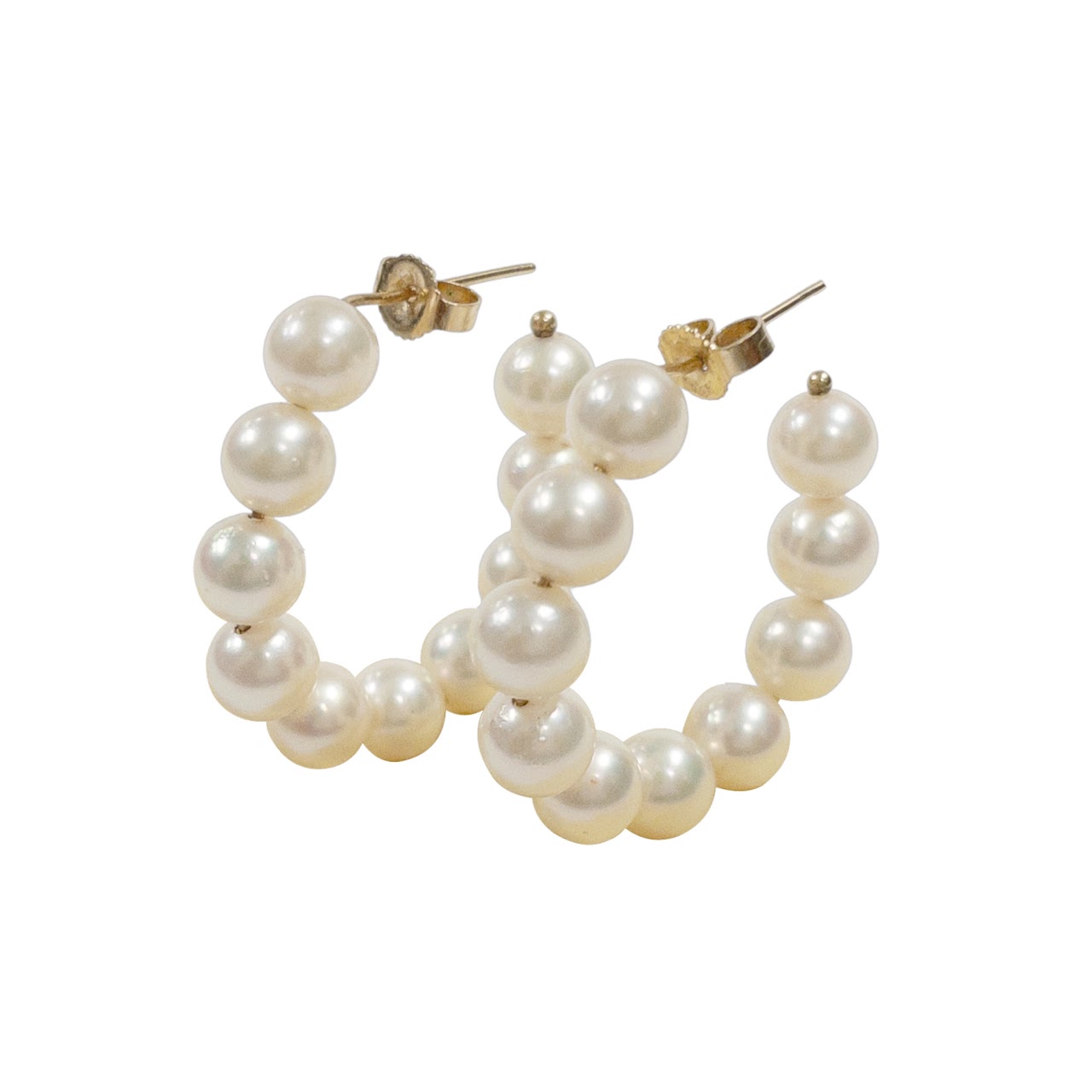 14K Gold & Pearl Hoop Earrings