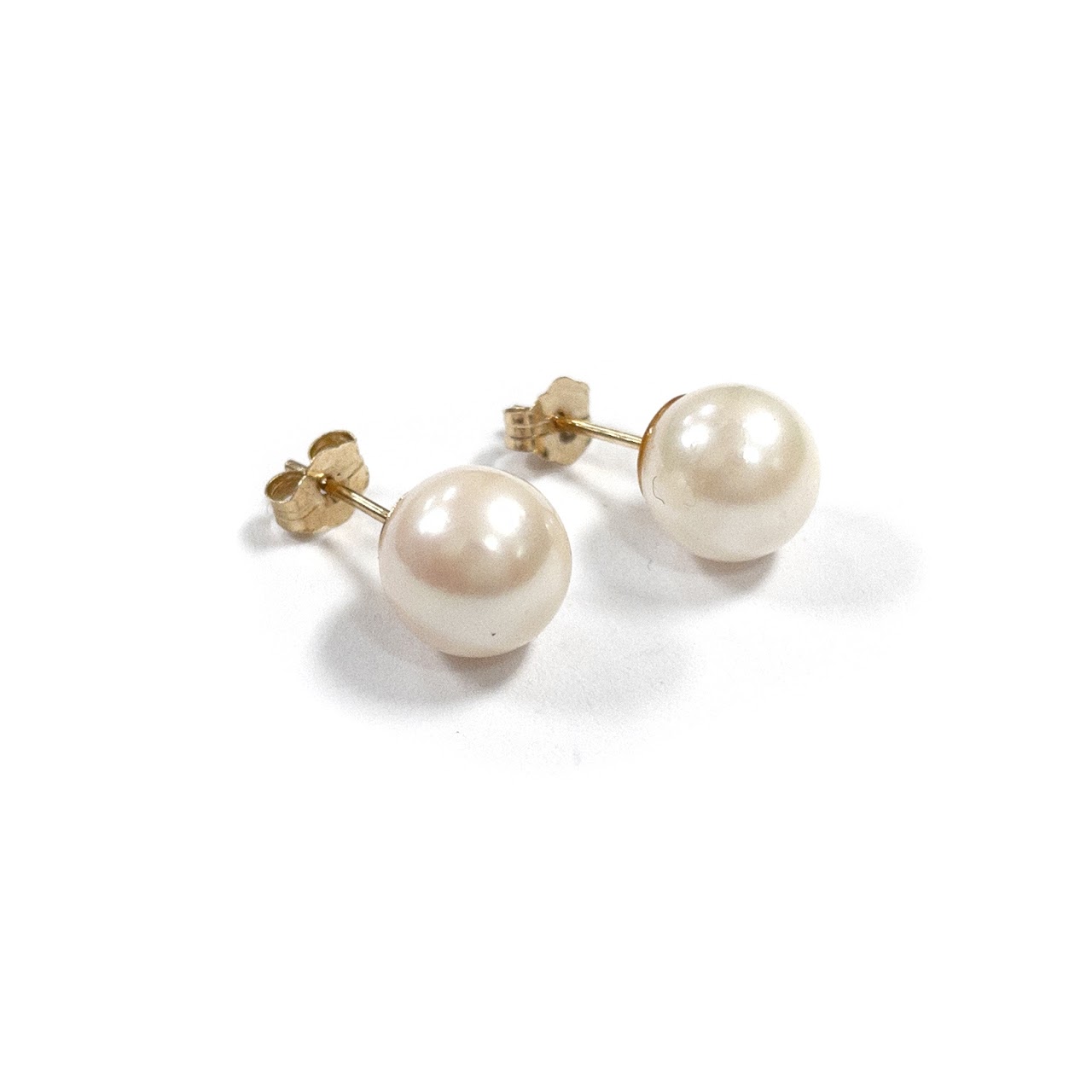 14K Gold Pearl Stud Earrings