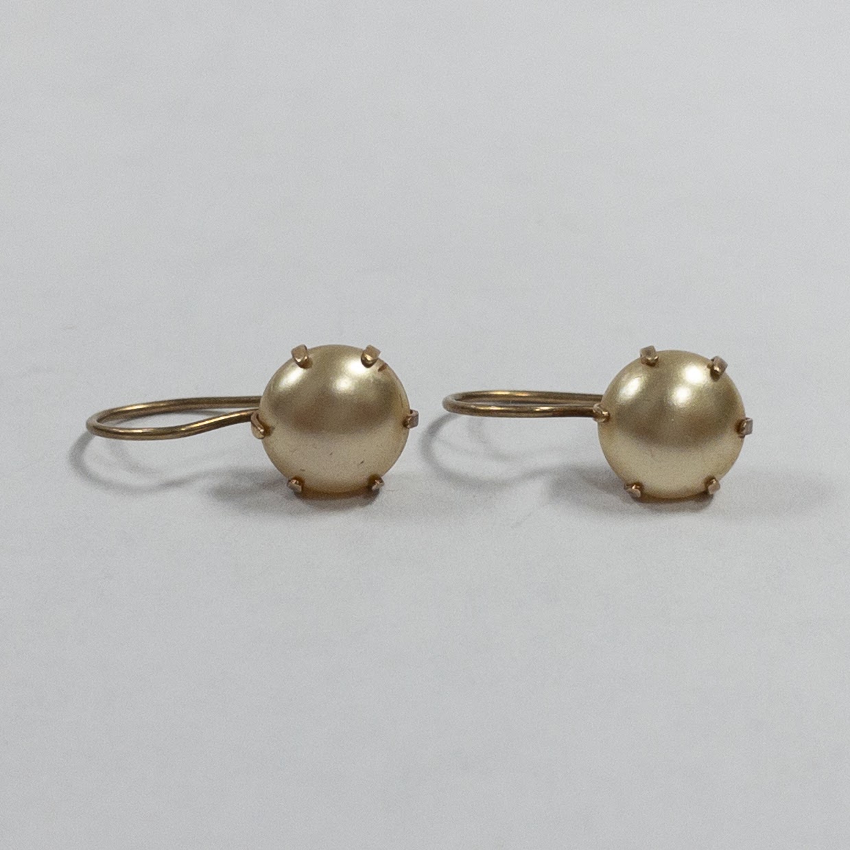 14K Gold Faux Pearl Drop Earrings