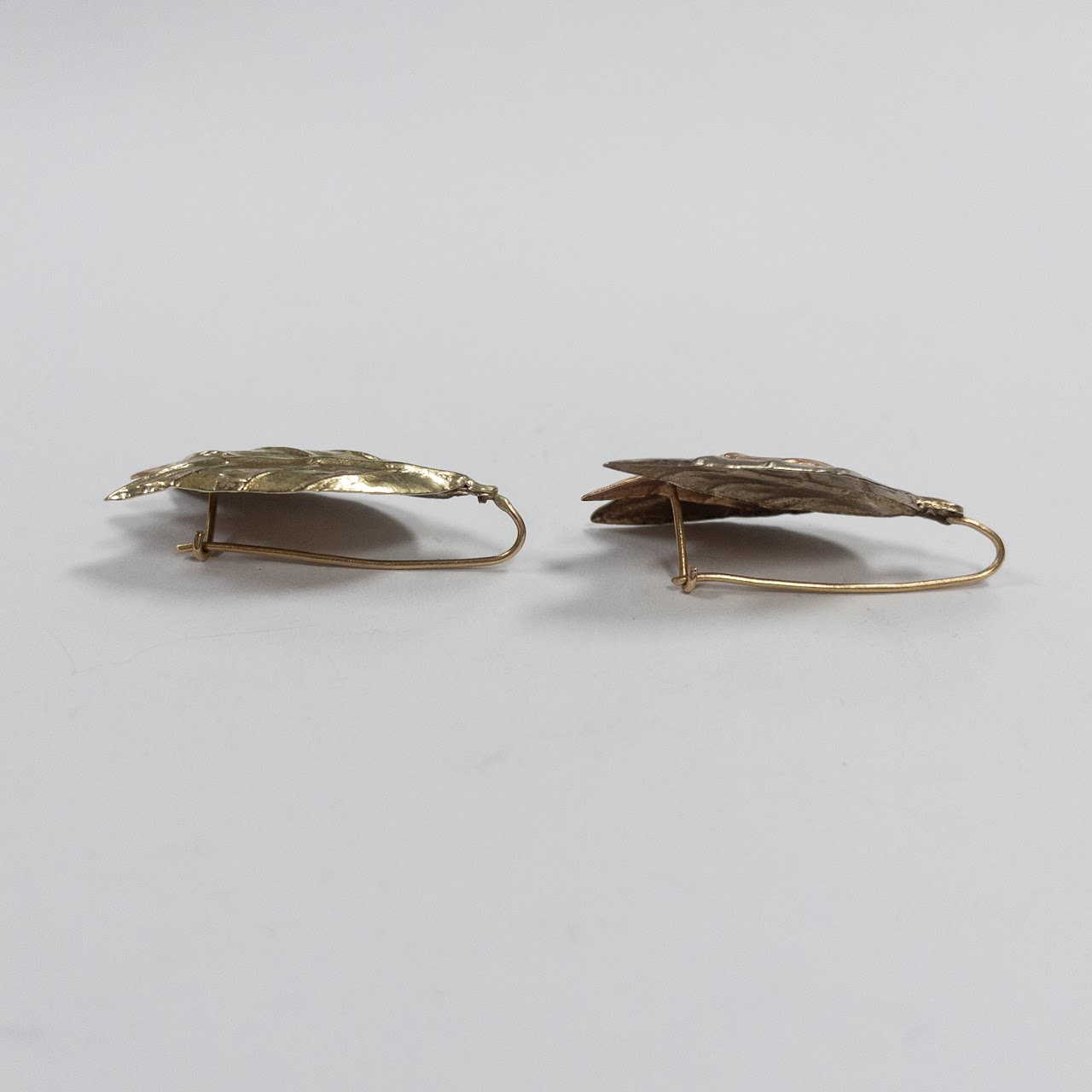 14K Tricolor Gold Leaf Earrings