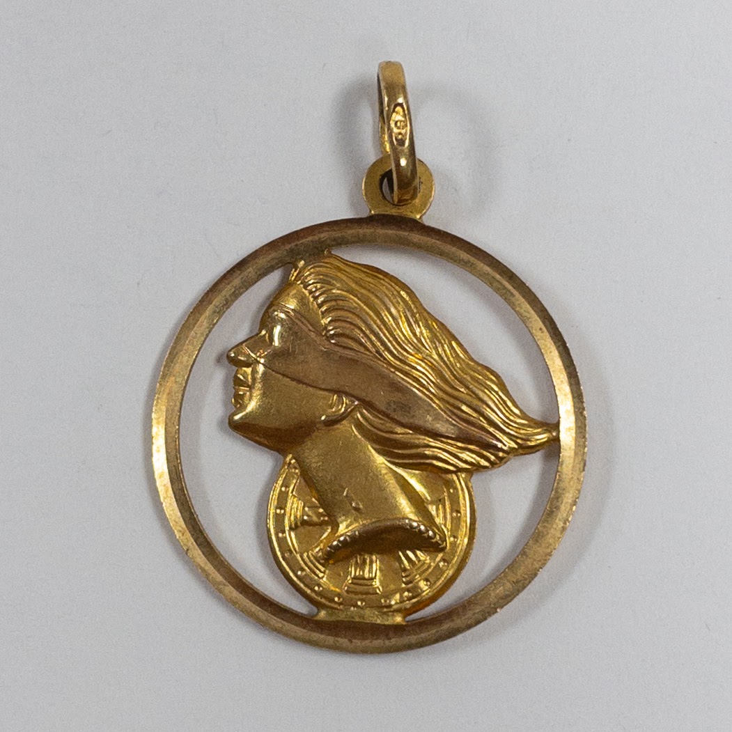 18K Gold Goddess Fortuna Pendant