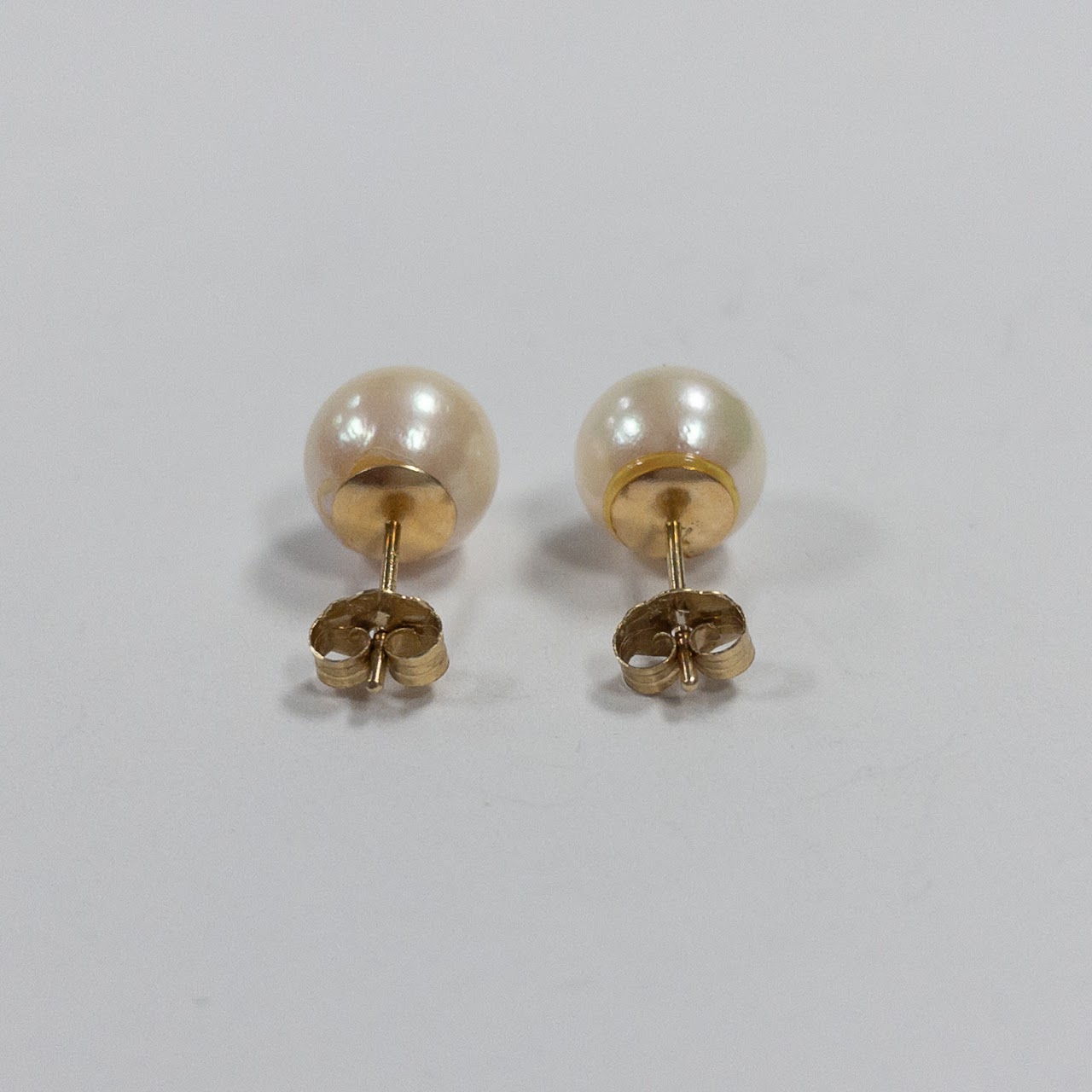 14K Gold Pearl Stud Earrings