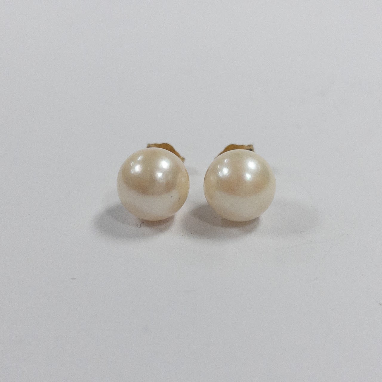 14K Gold Pearl Stud Earrings