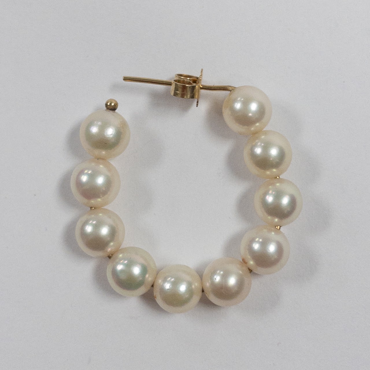 14K Gold & Pearl Hoop Earrings