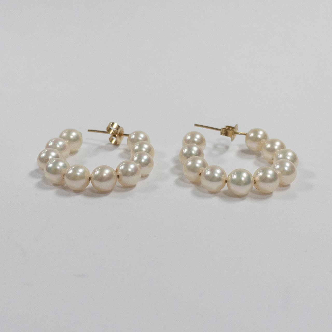 14K Gold & Pearl Hoop Earrings