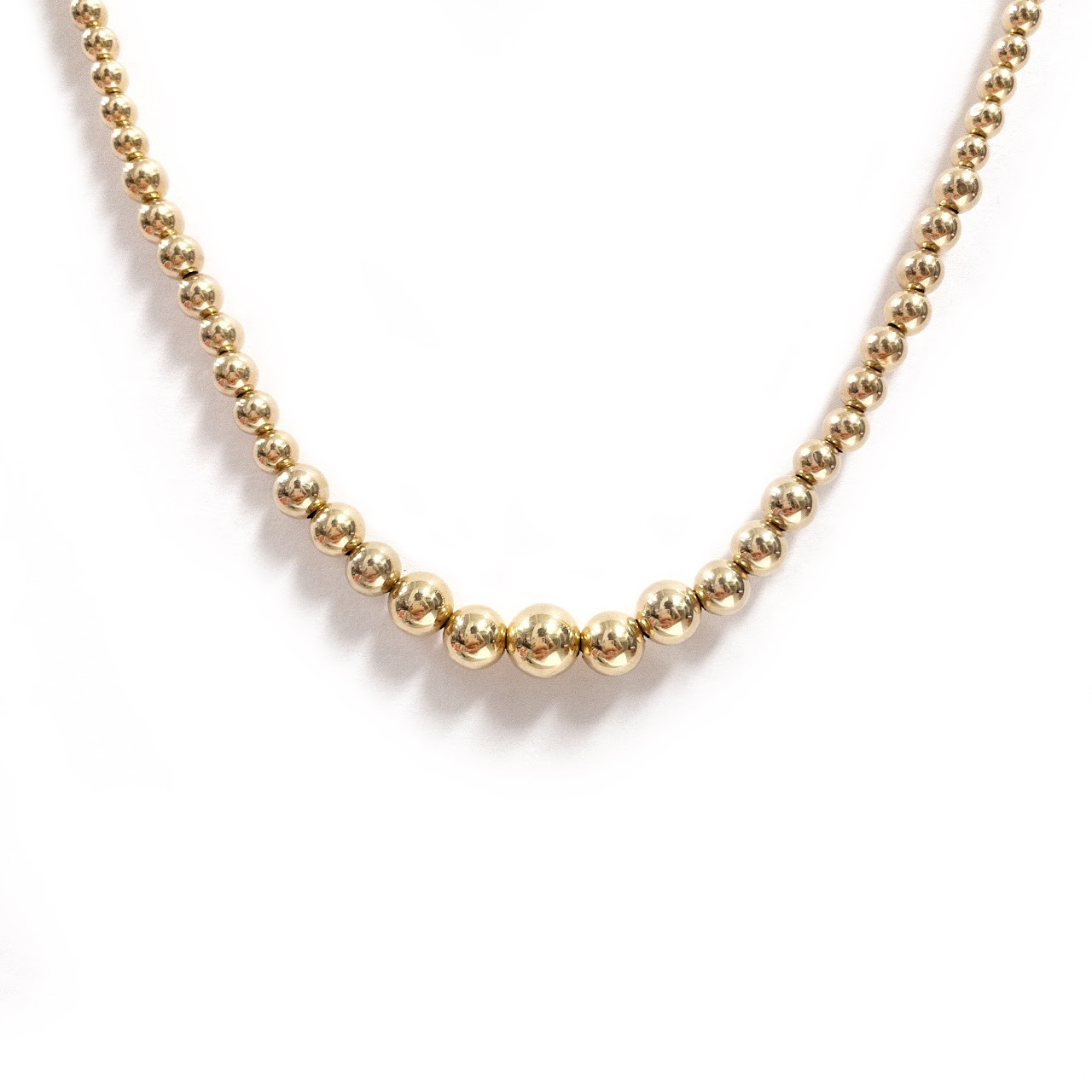 14K Gold Graduated Bead Strand Necklace