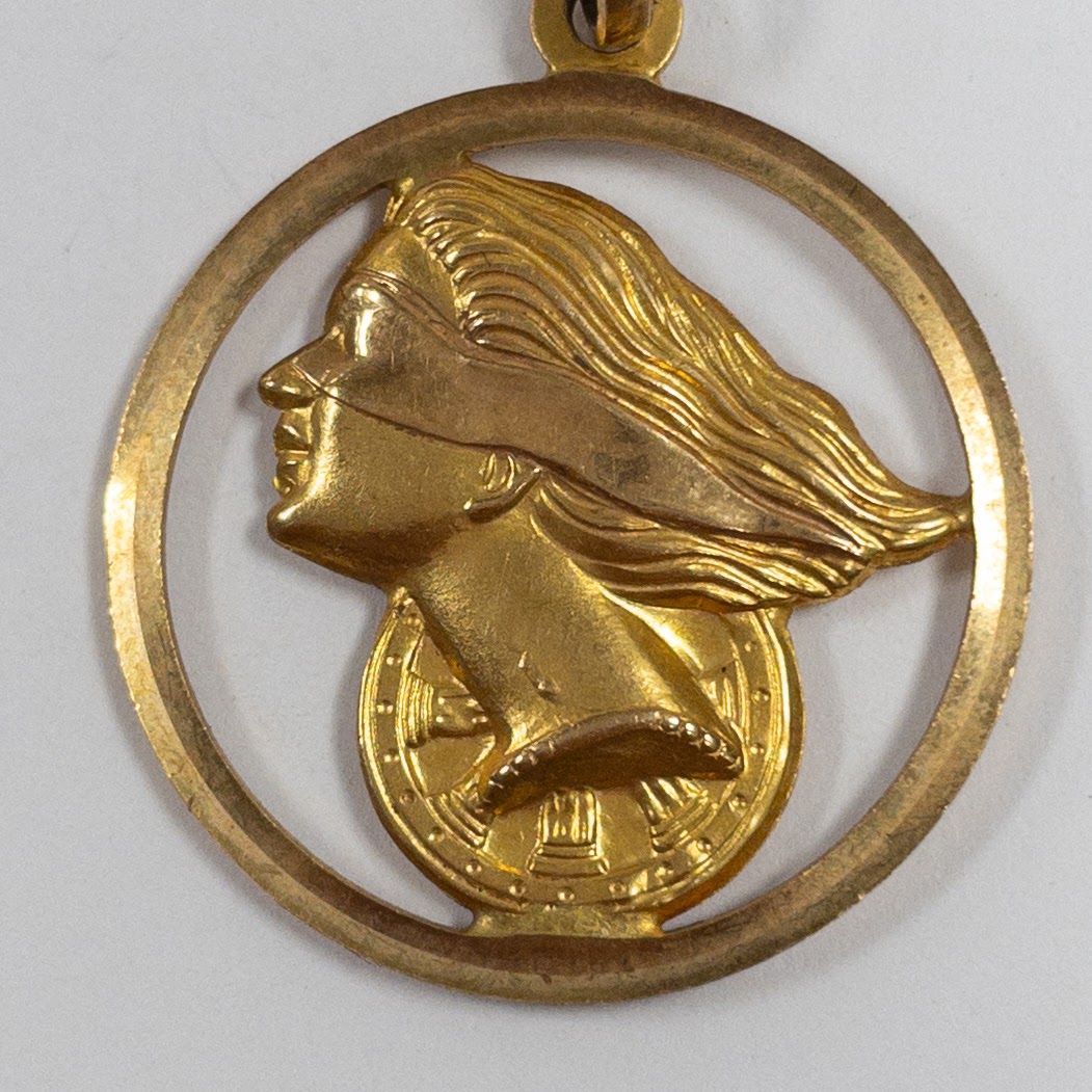 18K Gold Goddess Fortuna Pendant