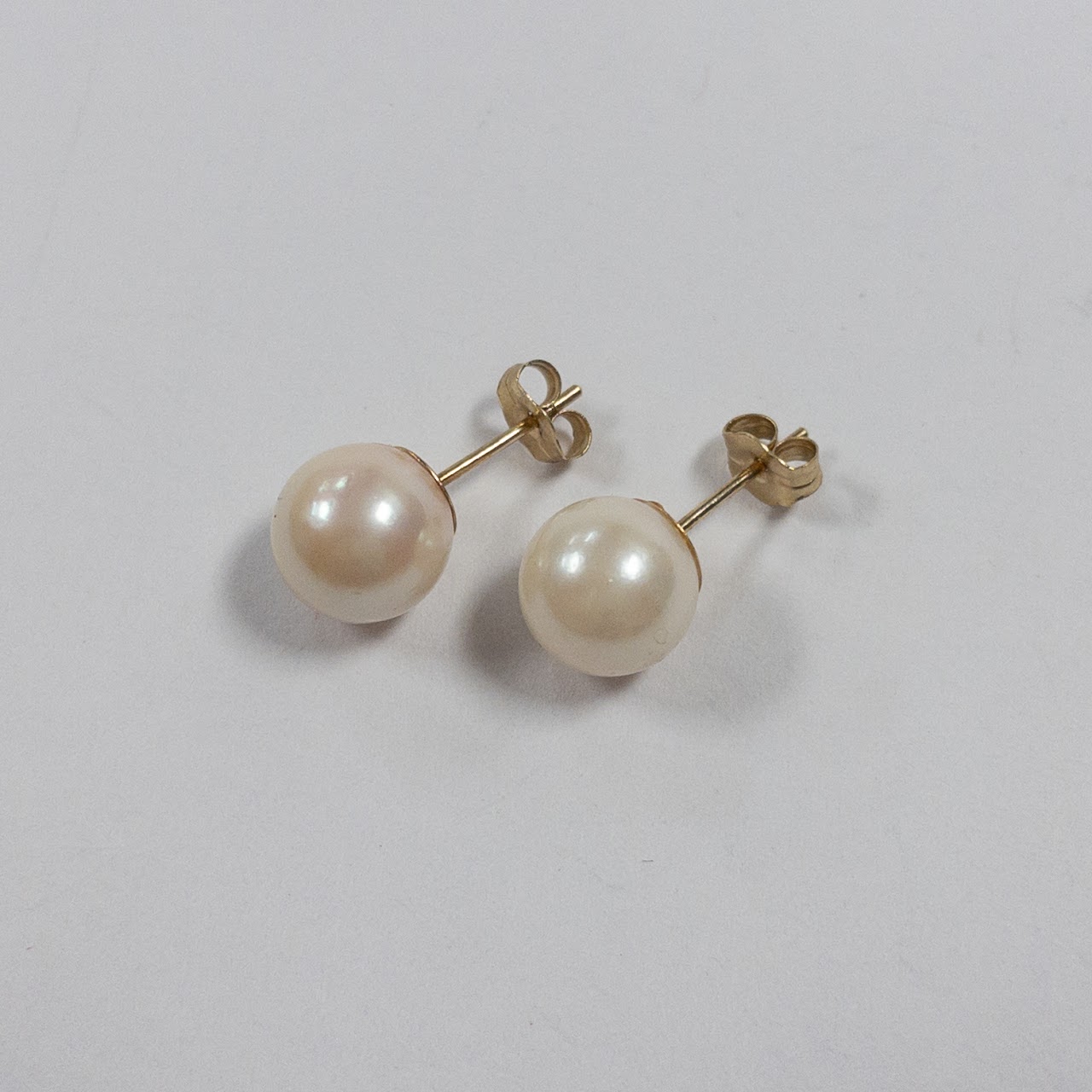 14K Gold Pearl Stud Earrings