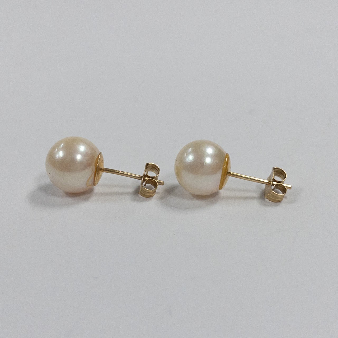 14K Gold Pearl Stud Earrings