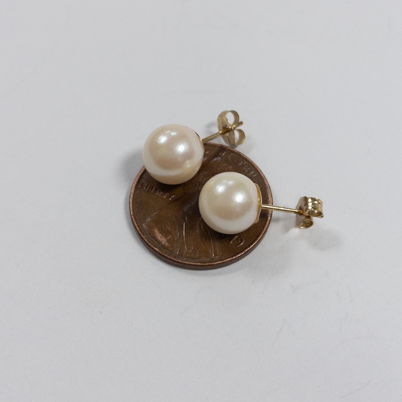 14K Gold Pearl Stud Earrings