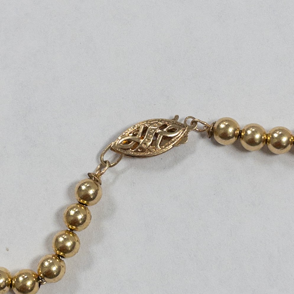 14K Gold Graduated Bead Strand Necklace