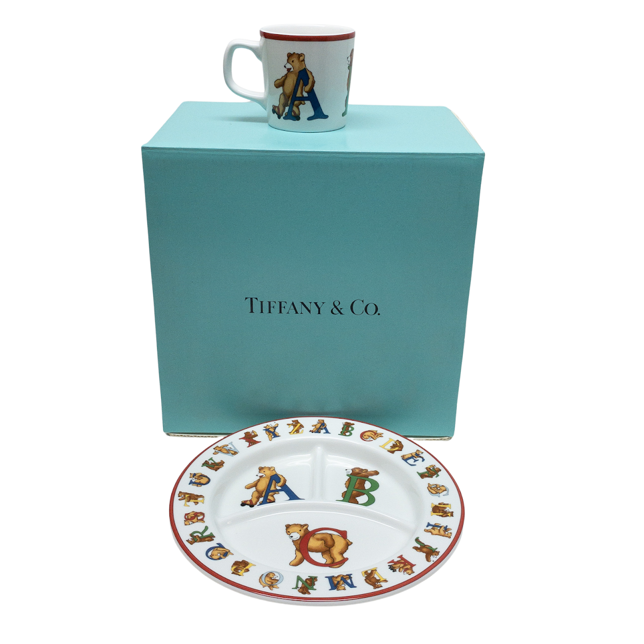 Tiffany & Co. Alphabet Bears Cup & Plate Set