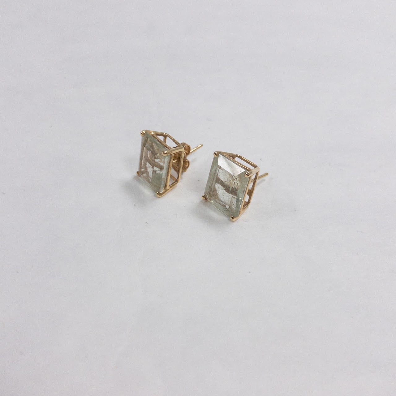 14K Gold Light Blue Stone Earrings