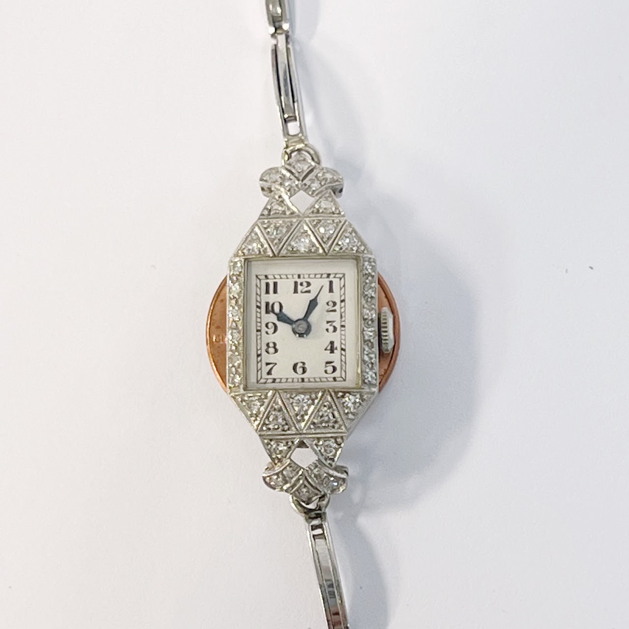 18K White Gold and Diamond Antique Bracelet Watch