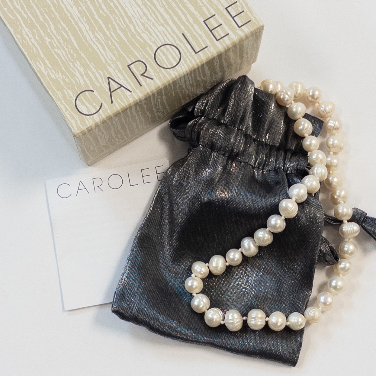 Carolee Banded Baroque Freshwater Pearl and Sterling Silver Strand Necklace