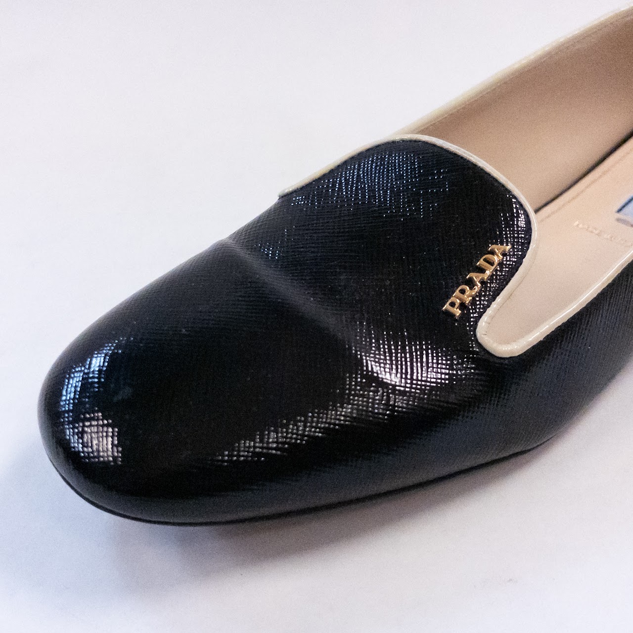 Prada Saffiano Leather Smoking Slippers