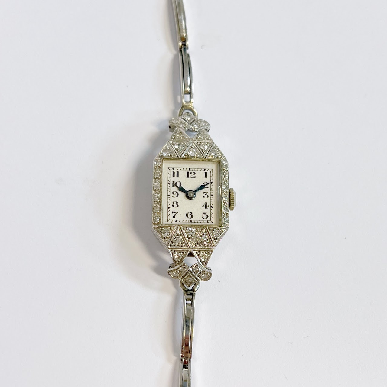 18K White Gold and Diamond Antique Bracelet Watch