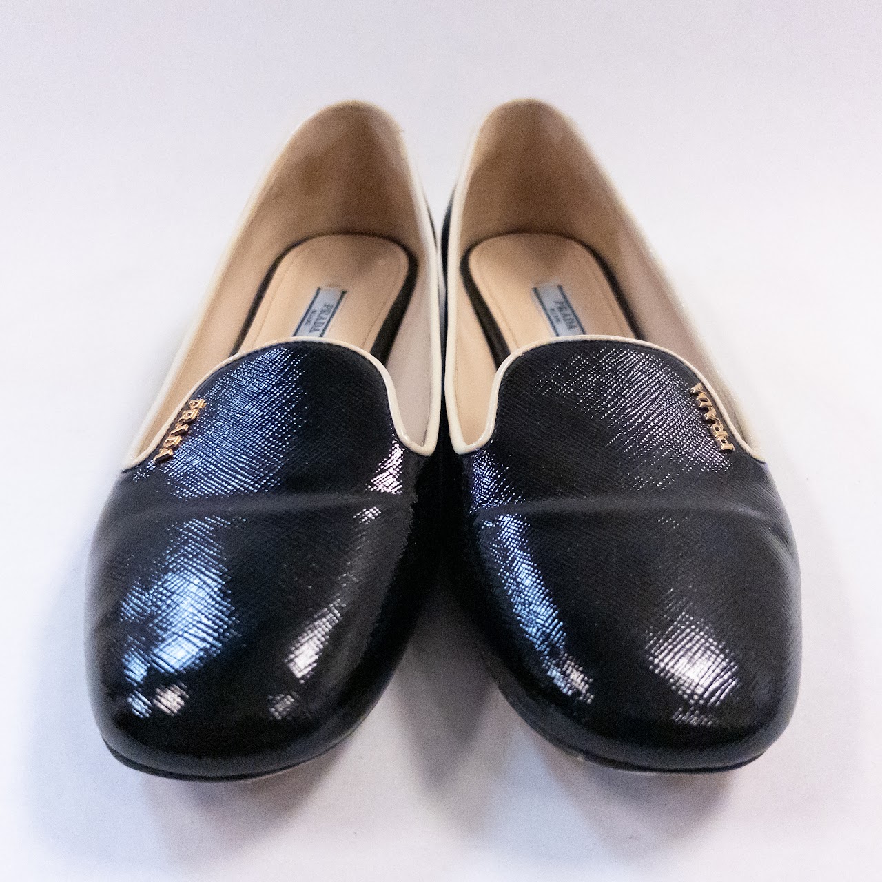 Prada Saffiano Leather Smoking Slippers