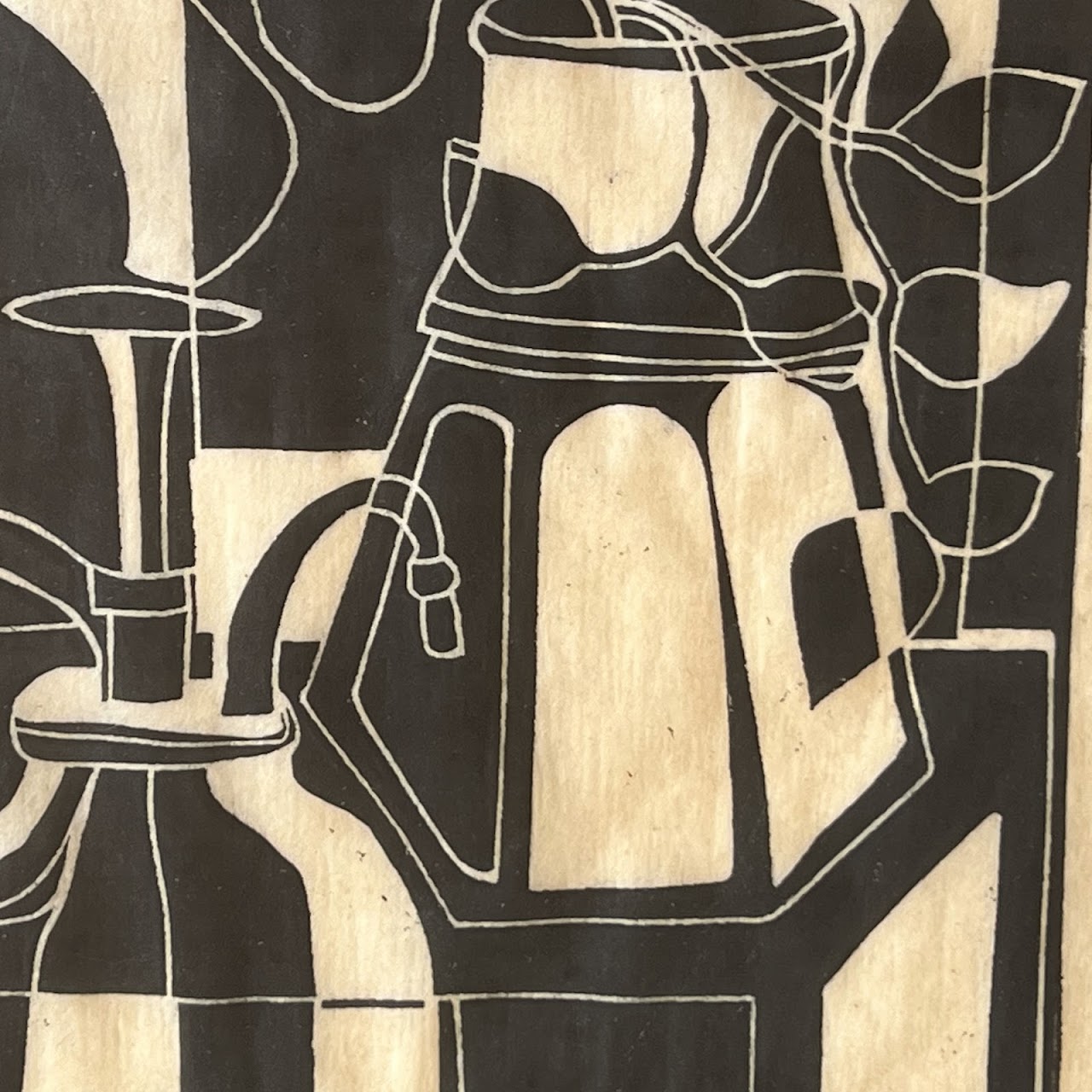 Melanie Snow 'Medieval Glasses II' Signed Woodcut, 1975