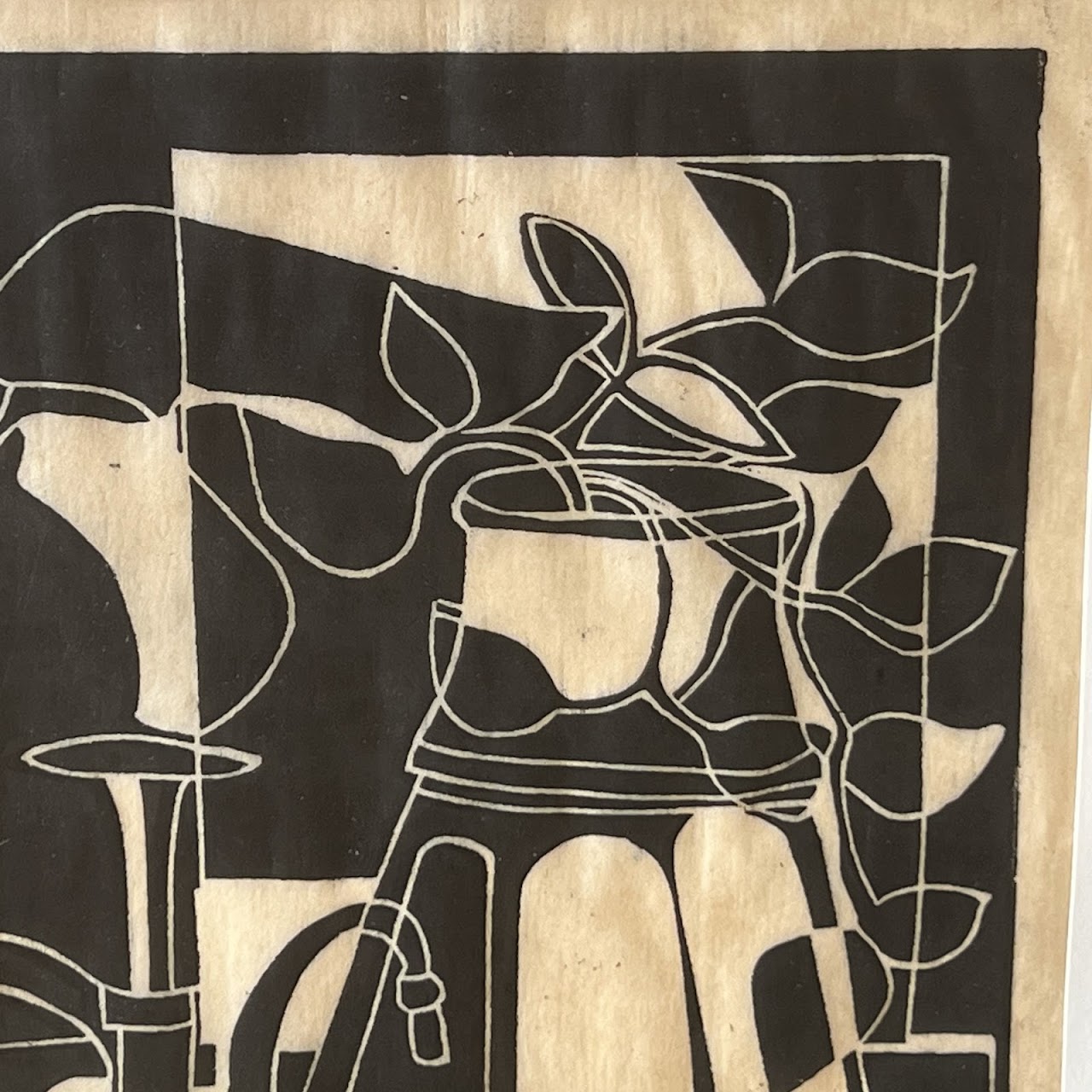 Melanie Snow 'Medieval Glasses II' Signed Woodcut, 1975