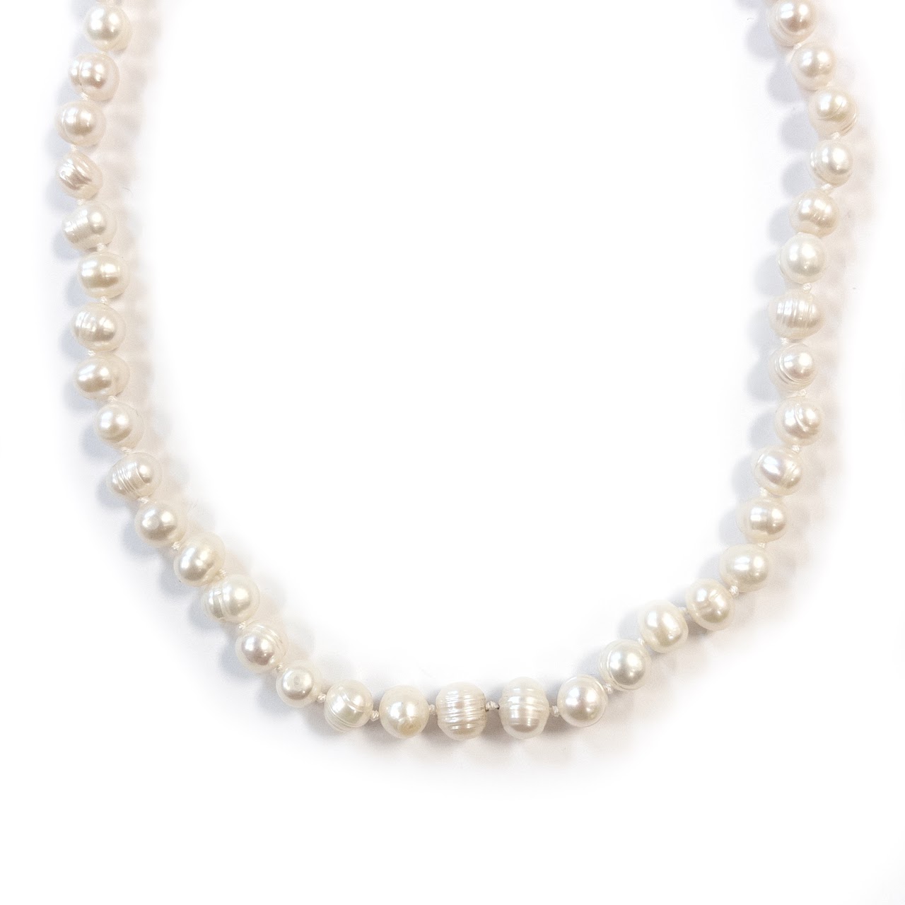 Carolee Banded Baroque Freshwater Pearl and Sterling Silver Strand Necklace