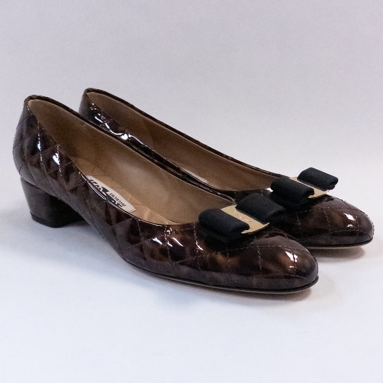 Salvatore Ferragamo Vara Quilted Tortoise Shell Pumps NEW