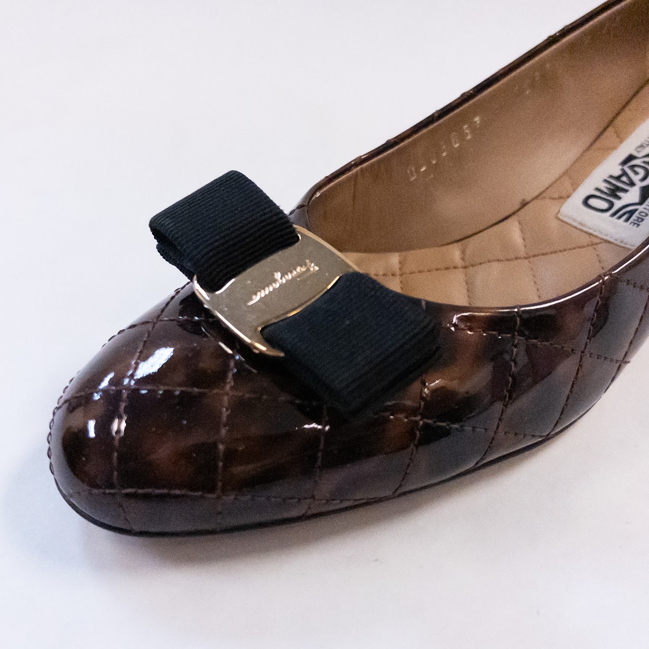 Salvatore Ferragamo Vara Quilted Tortoise Shell Pumps NEW