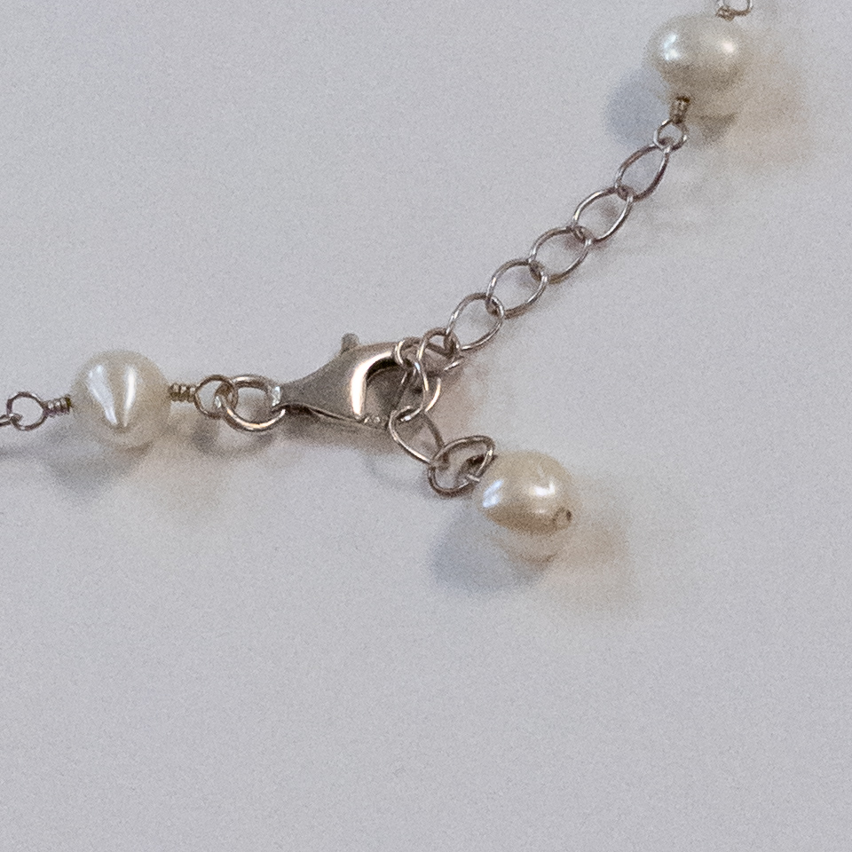 Sterling Silver and Freshwater Baroque Pearl Triple Strand Station Necklace