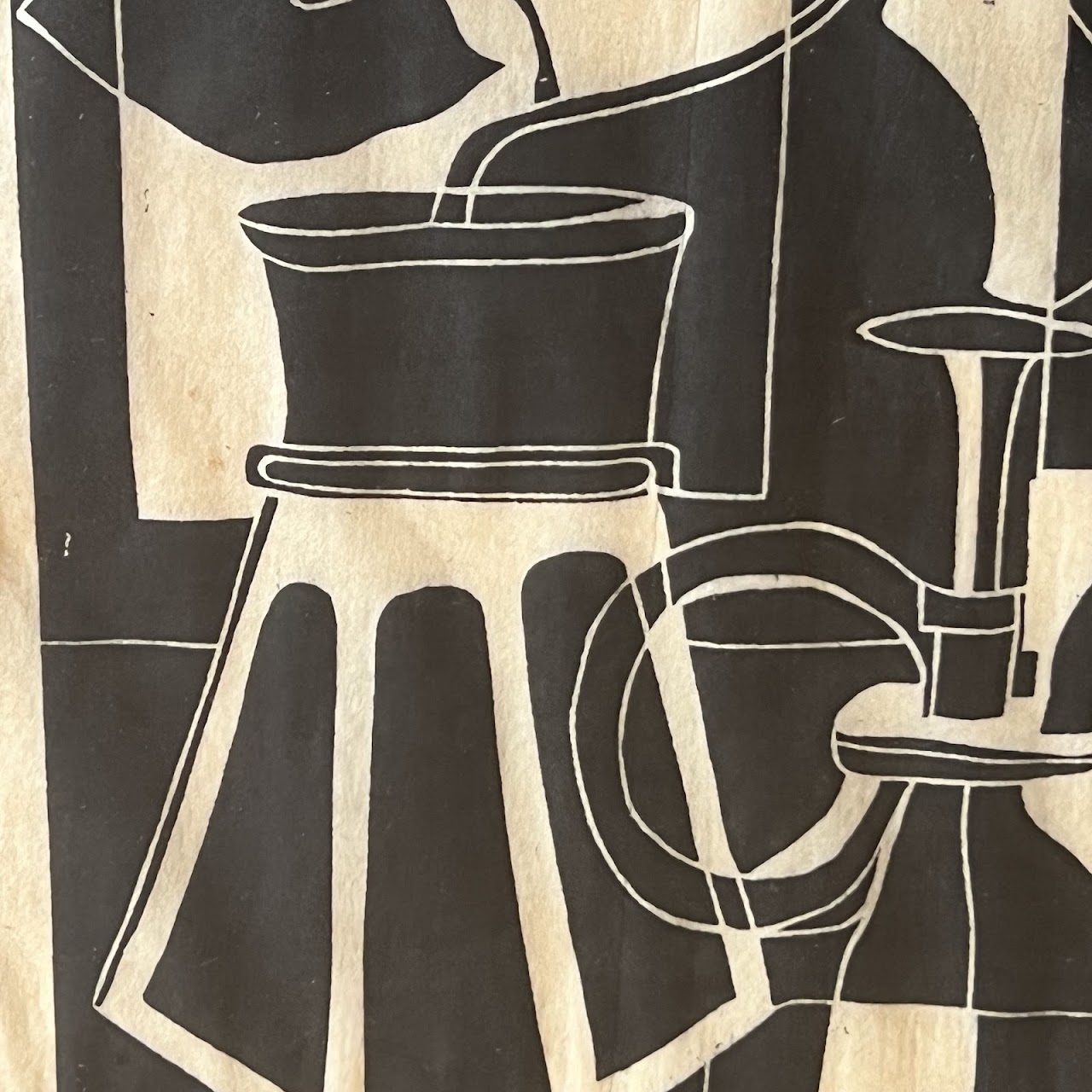 Melanie Snow 'Medieval Glasses II' Signed Woodcut, 1975