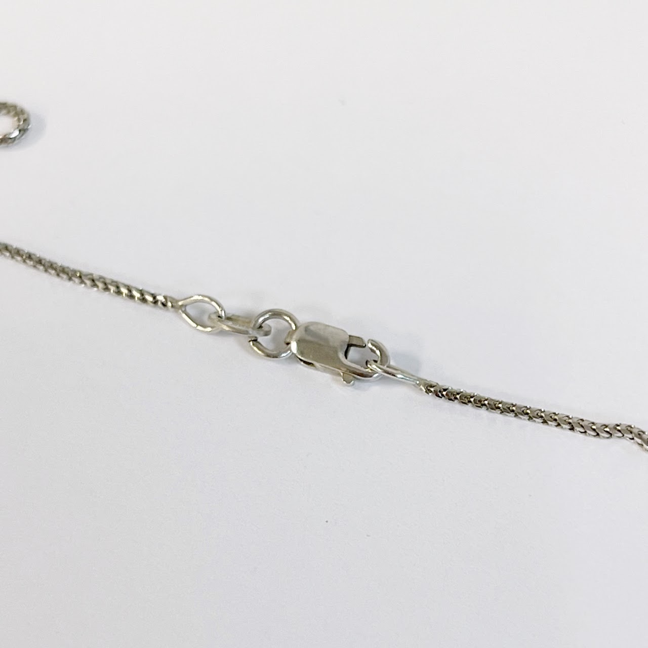 9K White Gold Chain with Sterling Silver and Crystal Pendant