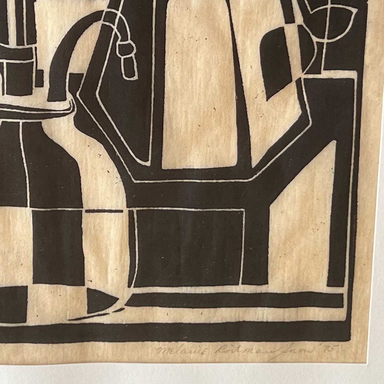 Melanie Snow 'Medieval Glasses II' Signed Woodcut, 1975