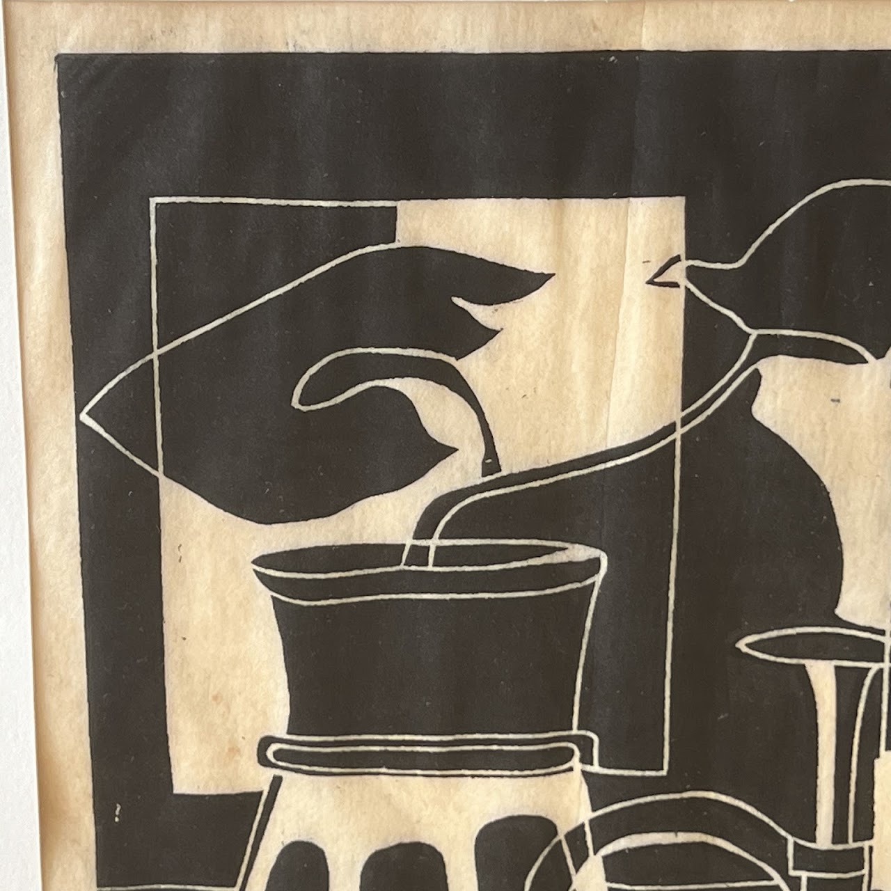 Melanie Snow 'Medieval Glasses II' Signed Woodcut, 1975