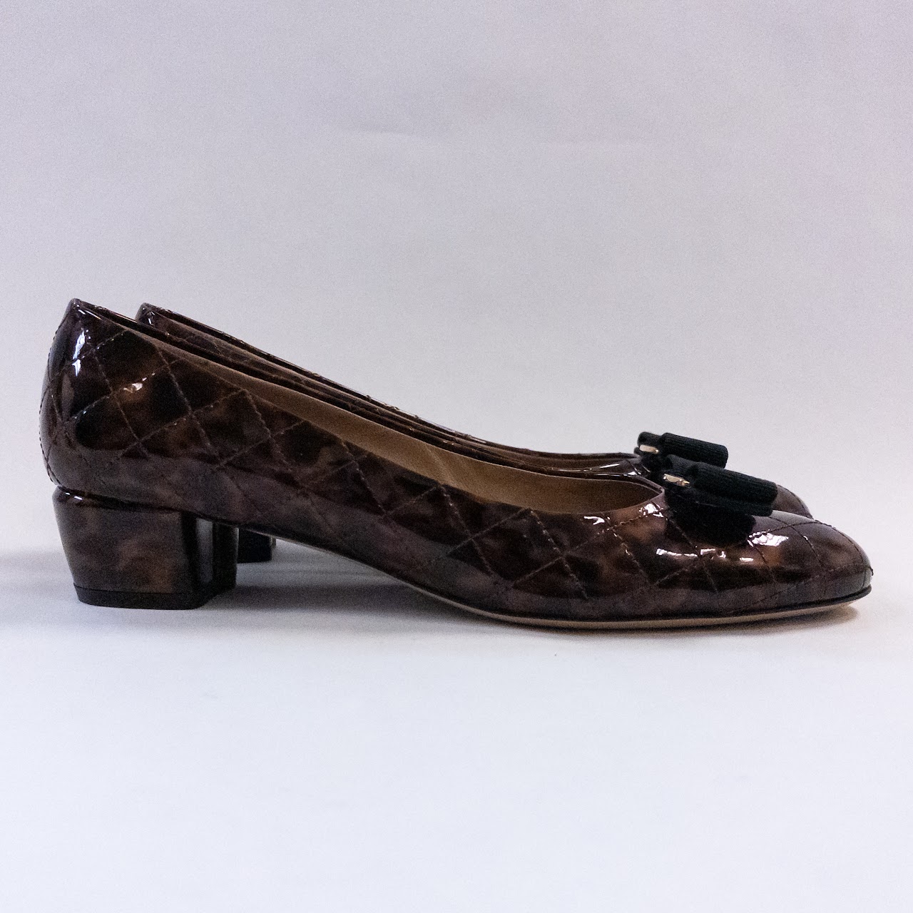 Salvatore Ferragamo Vara Quilted Tortoise Shell Pumps NEW