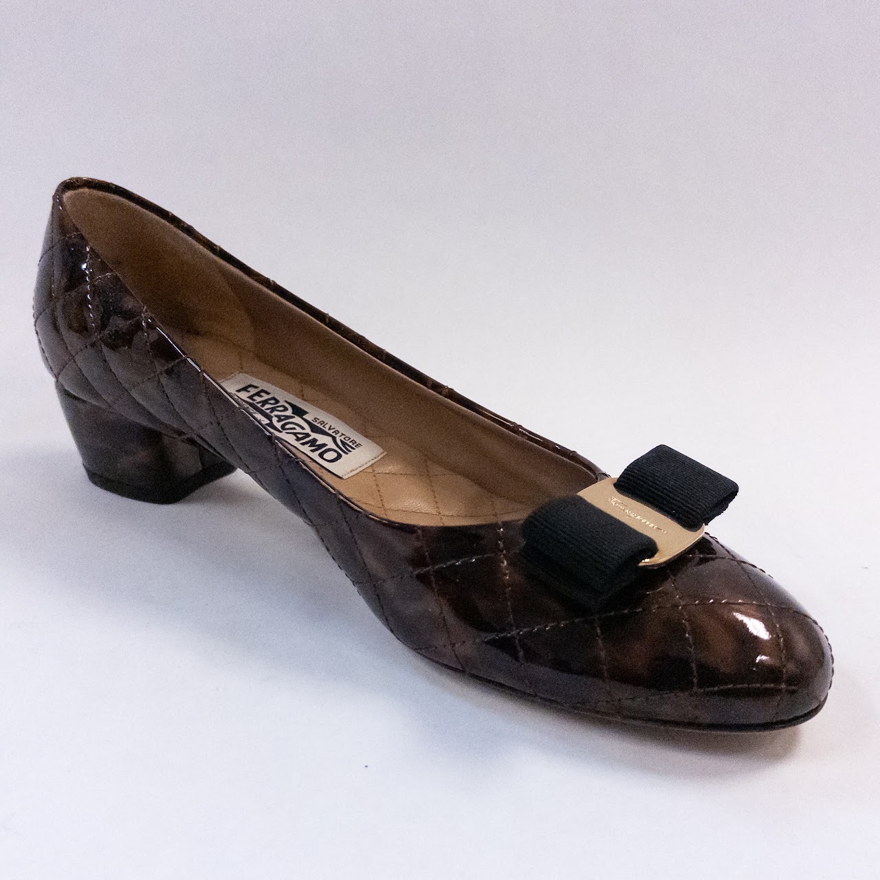 Salvatore Ferragamo Vara Quilted Tortoise Shell Pumps NEW