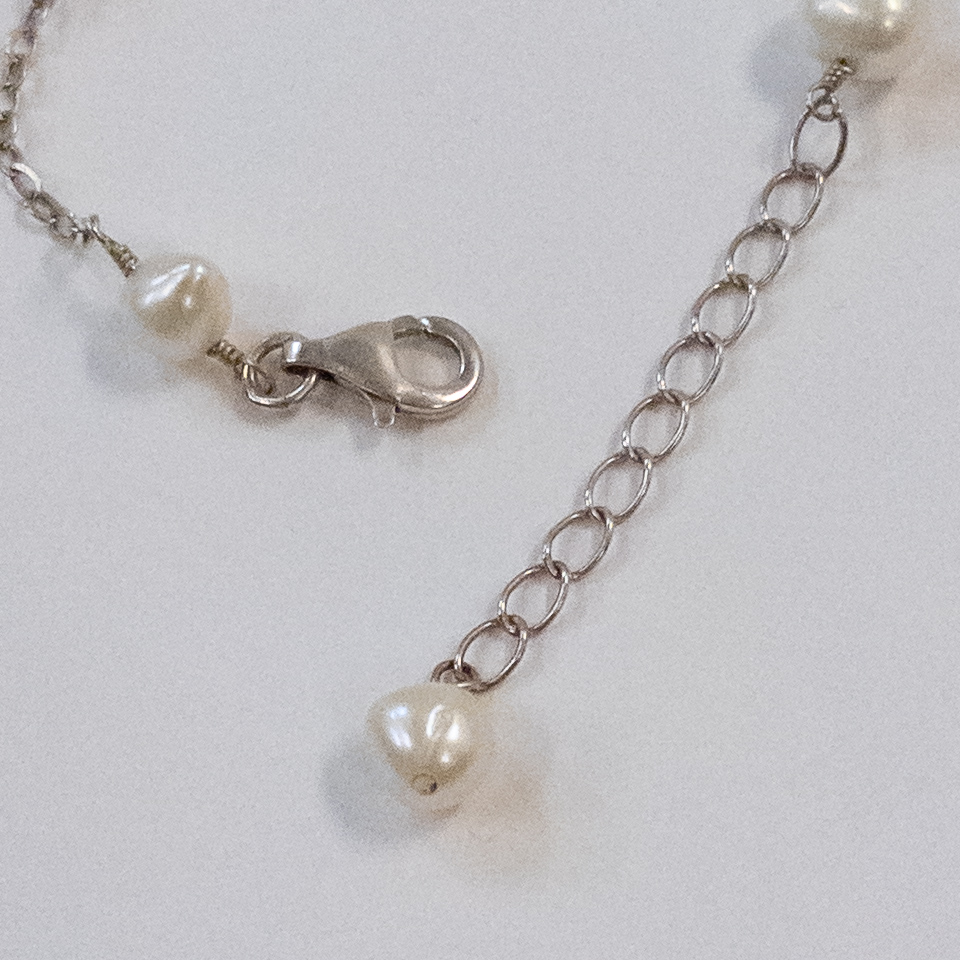 Sterling Silver and Freshwater Baroque Pearl Triple Strand Station Necklace