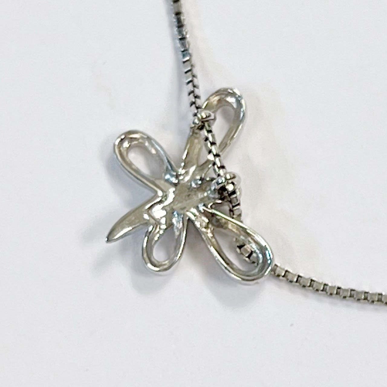 18K White Gold Necklace with Two Butterfly Charms