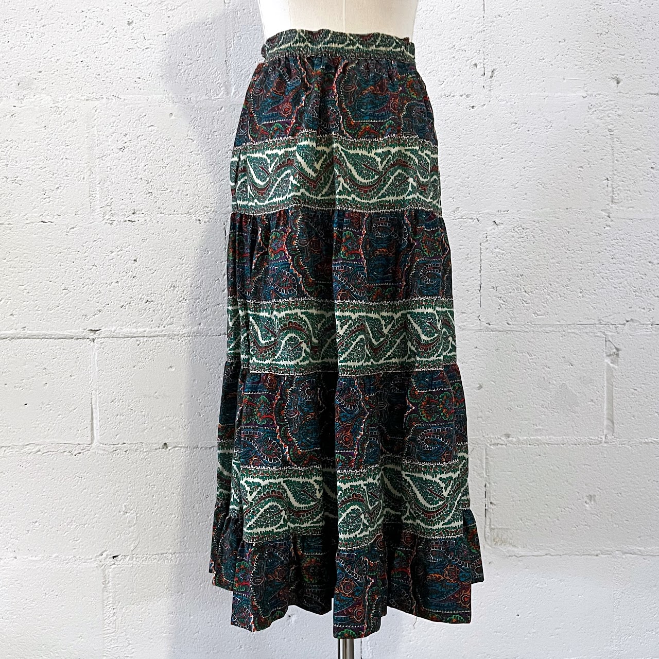 Saint Laurent Rive Gauche Vintage Tiered Paisley and Floral Skirt