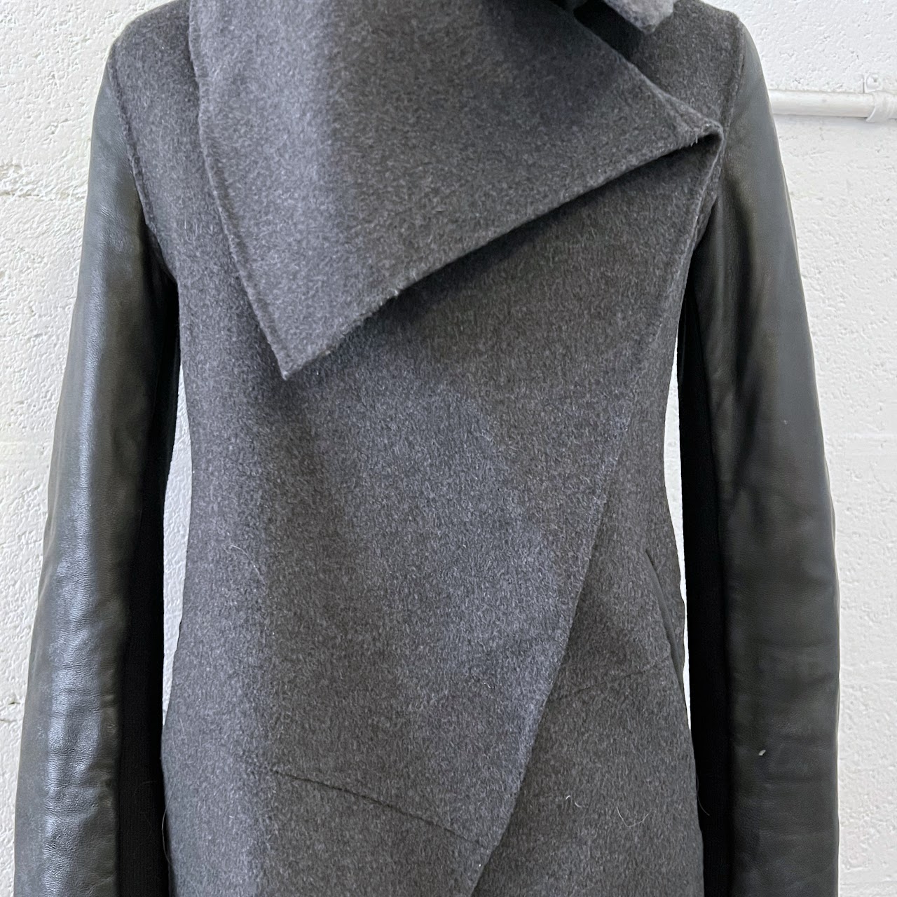 Mackage Caped Wool Blend and Leather Coat