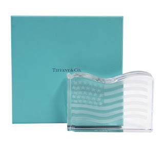 Tiffany & Co. Crystal American Flag Paperweight