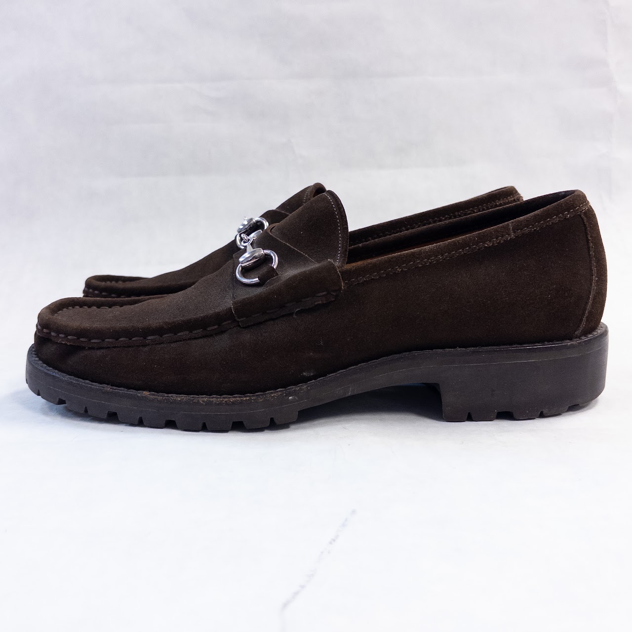 Gucci Suede Horsebit Lugged Loafers