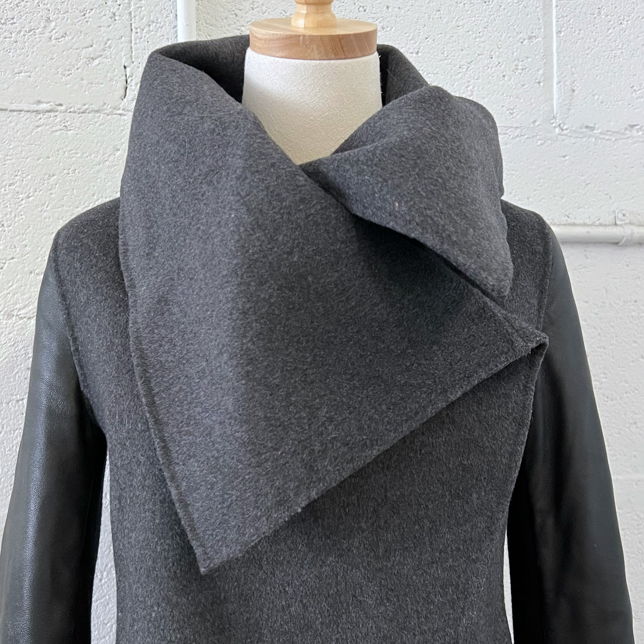 Mackage Caped Wool Blend and Leather Coat