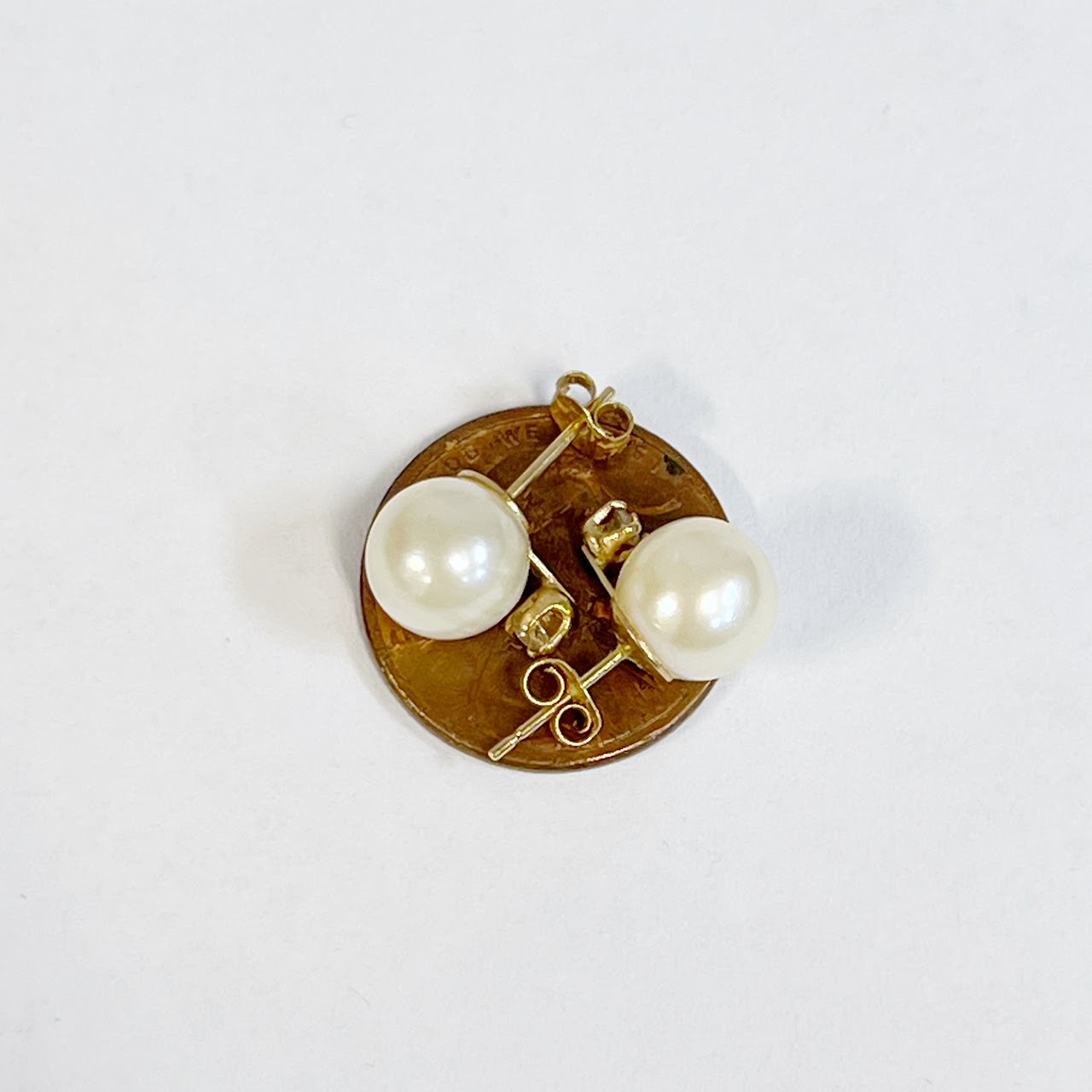 14K Gold, Pearl and Diamond Earrings