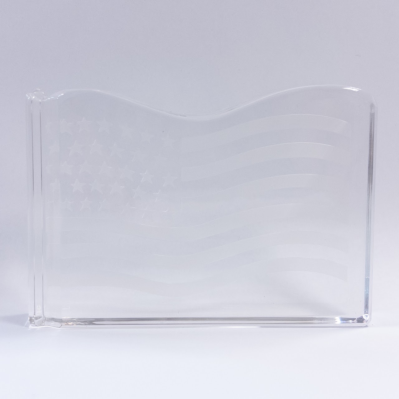 Tiffany & Co. Crystal American Flag Paperweight