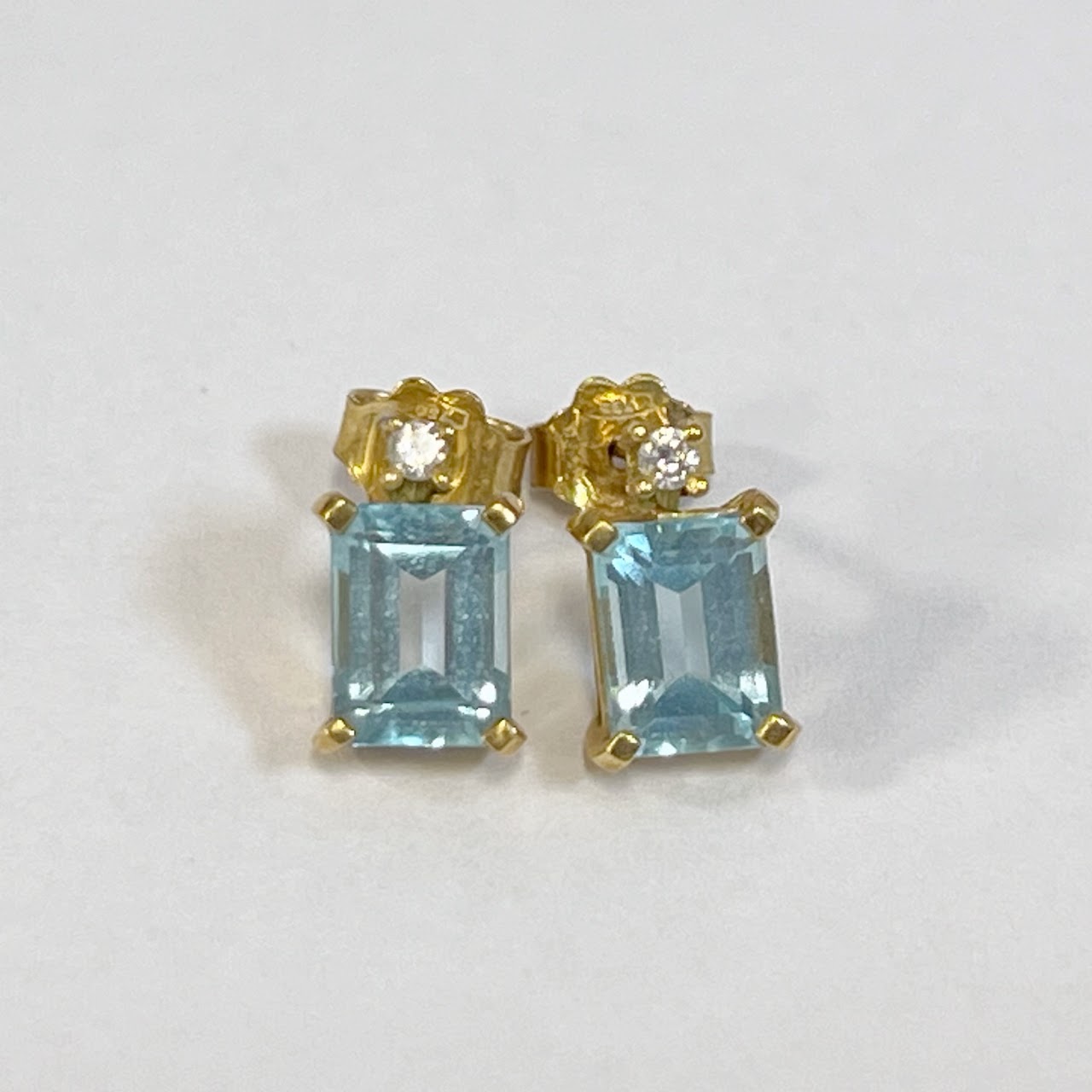 18K Gold Blue Stone Earrings